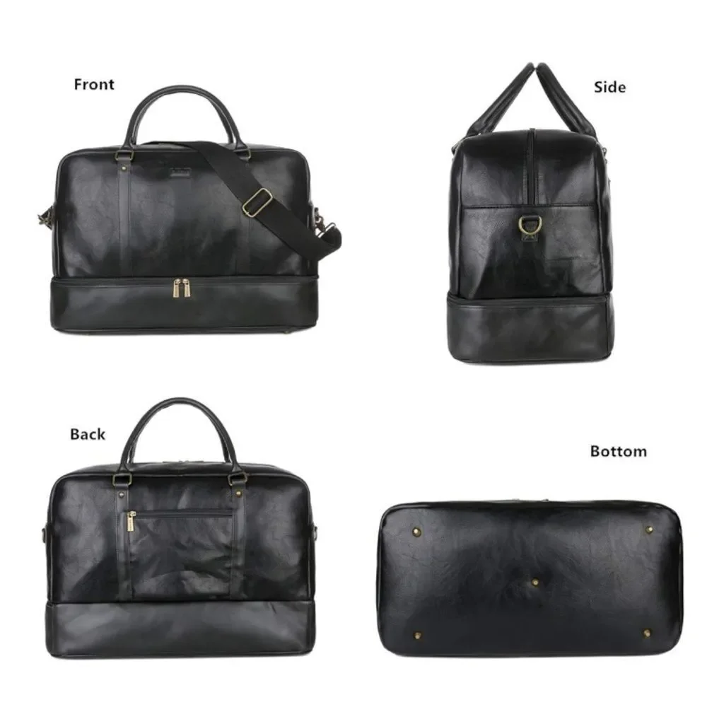 Leather travel duffle bag